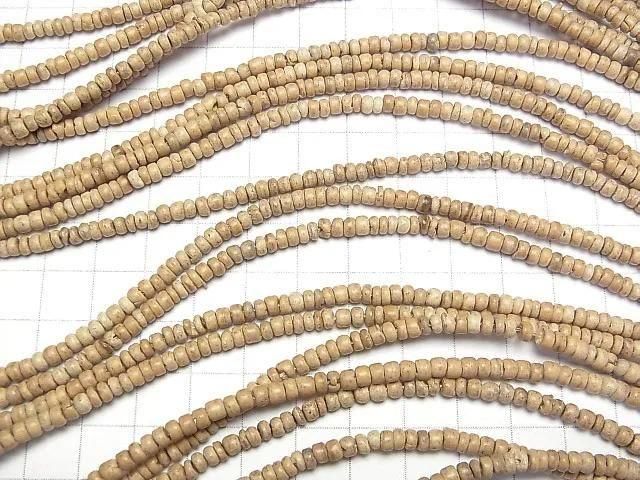 Coconut Rondelle beads, 4x4x3mm, natural color, 1 strand (approx. 15 inches/36 cm)