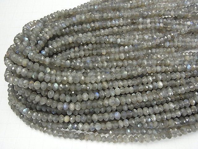 High Quality! 1strand $13.99! Labradorite AA Faceted Button Rondelle 5x5x3mm 1strand beads (aprx.15inch/37cm)