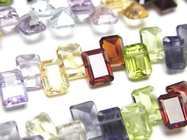 Hochwertiger Mischstein AAA Rechteck Facettiert 7x5mm halb oder 1 Strang (28 Stück)