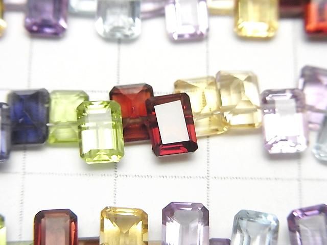Hochwertiger Mischstein AAA Rechteck Facettiert 7x5mm halb oder 1 Strang (28 Stück)