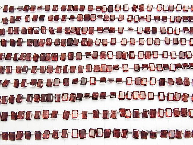 Hochwertiger Mosambik Granat AAA Rechteck Facettiert 7x5x3mm halb oder 1 Strang Perlen (28 Stück)