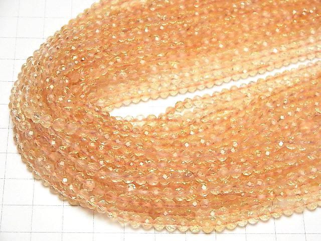 Citrine AAA- Faceted Round 4mm half or 1strand beads (aprx.15inch/37cm)High Quality!