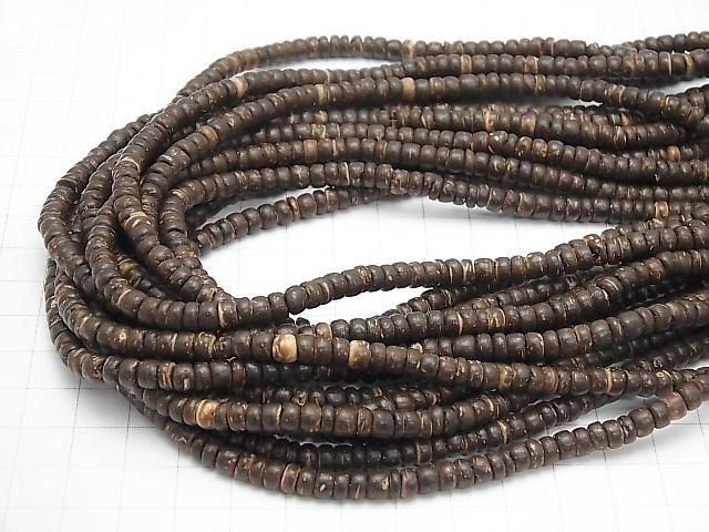 Coconut Rondelle, Brown, 5x5x3mm, 1strand beads (approx. 15 inches/36 cm)