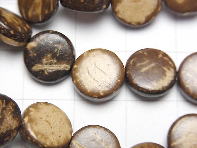 Coconut Coin 10x10mm Brown 1strand beads (aprx.15inch/38cm)