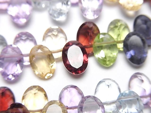 Hochwertige gemischte Steine AAA Oval facettiert 7x5mm halb oder 1Strang Perlen (ca. 3 Zoll/8 cm)