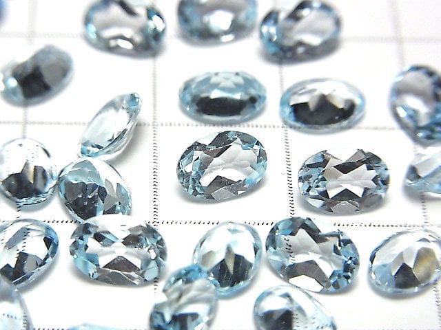Hochwertiger himmelblauer Topas AAA Lose Steine Oval facettiert 7x5x3mm 5Stück