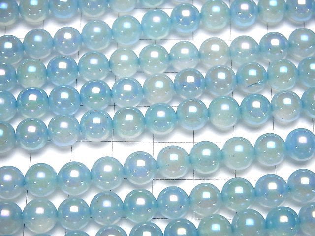Flash, blauer Chalcedon Runde 8mm 1Strang Perlen (ca. 15 Zoll / 36 cm)