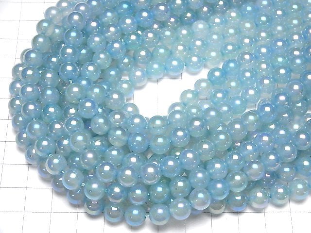 Flash, blauer Chalcedon Runde 8mm 1Strang Perlen (ca. 15 Zoll / 36 cm)