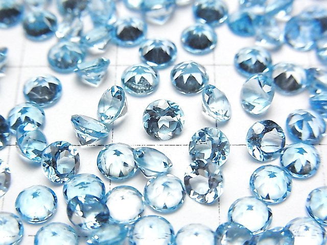 Hochwertiger Schweizer blauer Topas AAA Lose Steine Rund facettiert 4x4mm 5Stück