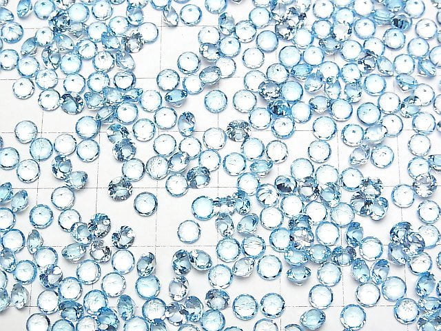 Hochwertiger Schweizer blauer Topas AAA Lose Steine Rund facettiert 4x4mm 5Stück