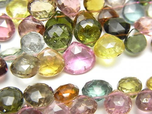 Chestnut Shape, Faceted Briolette, Tourmaline Gemstone Beads