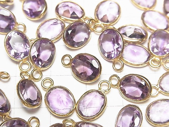 Hochwertiger Amethyst AAA Zargenfassung oval facettiert 10x8mm 18KGP 4Stück