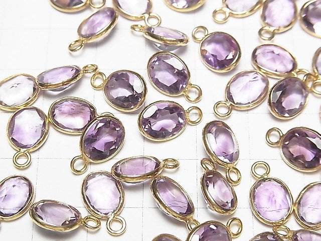 Hochwertiger Amethyst AAA Zargenfassung oval facettiert 10x8mm 18KGP 4Stück