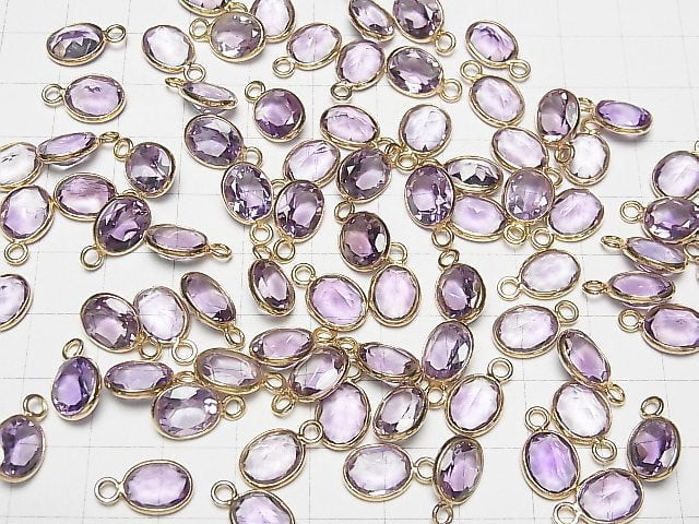 Hochwertiger Amethyst AAA Zargenfassung oval facettiert 10x8mm 18KGP 4Stück