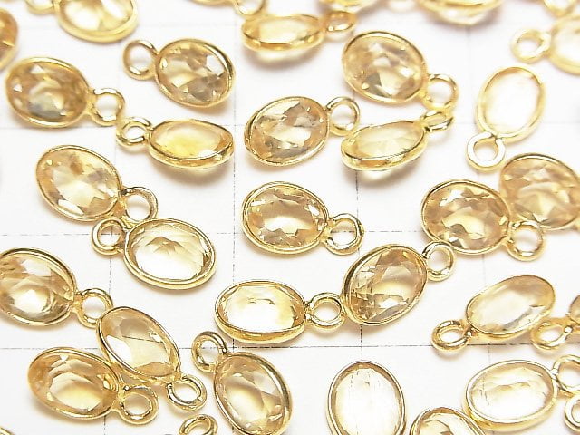 Hochwertiger Citrin AAA Zargenfassung oval facettiert 8x6mm 18KGP 5Stücke