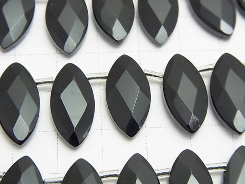 Onyx Faceted Marquise 20x10x4mm half or 1strand beads (aprx.15inch/38cm)
