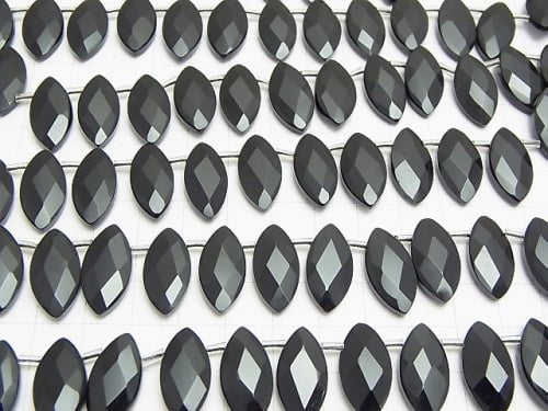 Onyx Faceted Marquise 20x10x4mm half or 1strand beads (aprx.15inch/38cm)
