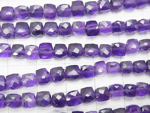 High Quality Amethyst AAA Cube Shape half or 1strand beads (aprx.7inch/18cm)