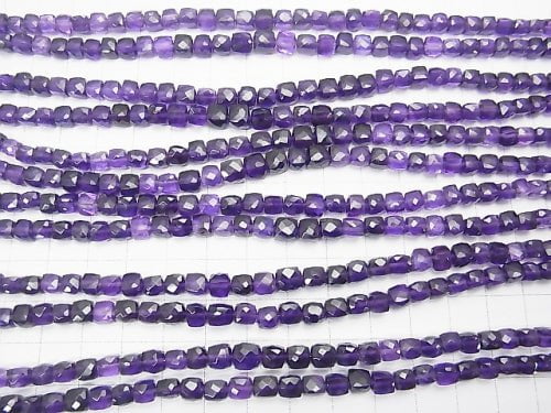High Quality Amethyst AAA Cube Shape half or 1strand beads (aprx.7inch/18cm)