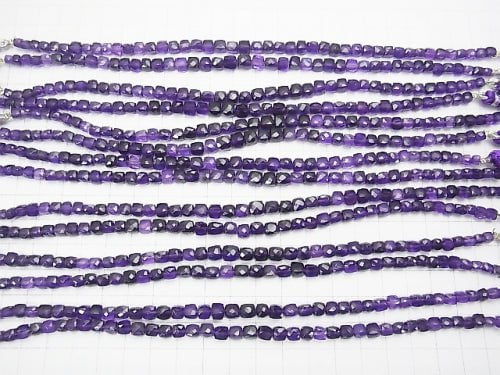 High Quality Amethyst AAA Cube Shape half or 1strand beads (aprx.7inch/18cm)