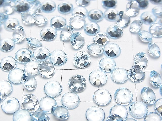 Hochwertiger himmelblauer Topas AAA lose Stein rund facettiert 5x5mm 10 Stück
