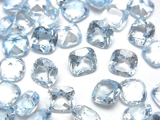 高品質天空藍拓帕石 AAA 級 - 裸石方形刻面 8x8mm 2顆