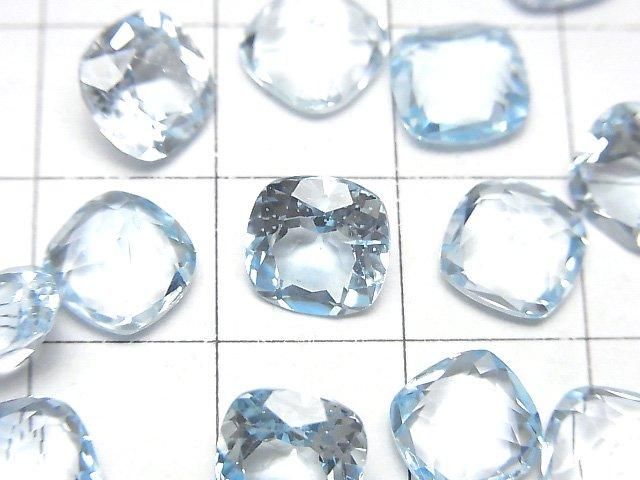 高品質天空藍拓帕石 AAA 級 - 裸石方形刻面 8x8mm 2顆