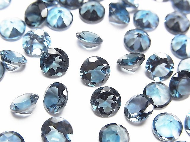 Hochwertiger London Blue Topas AAA lose Stein rund facettiert 6x6mm 3 Stück