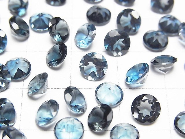 Hochwertiger London Blue Topas AAA lose Stein rund facettiert 6x6mm 3 Stück