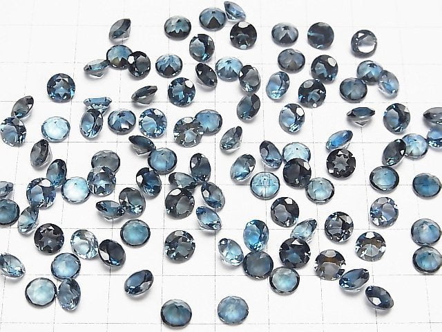 Hochwertiger London Blue Topas AAA lose Stein rund facettiert 6x6mm 3 Stück