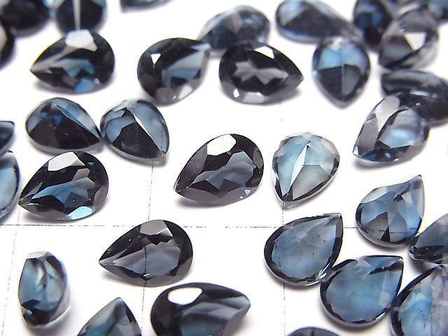 Hochwertiger London Blue Topas AAA lose Stein birnenförmig facettiert 7x5mm 5 Stück