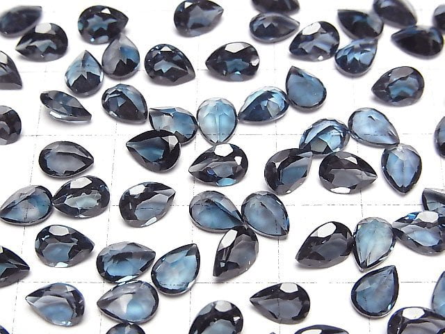Hochwertiger London Blue Topas AAA lose Stein birnenförmig facettiert 7x5mm 5 Stück