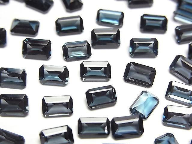 Hochwertiger London Blue Topas AAA lose Stein rechteckig facettiert 6x4mm 3 Stück
