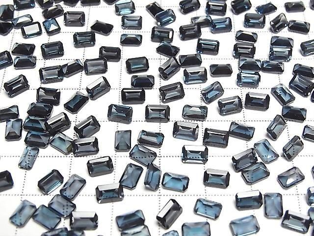 Hochwertiger London Blue Topas AAA lose Stein rechteckig facettiert 6x4mm 3 Stück