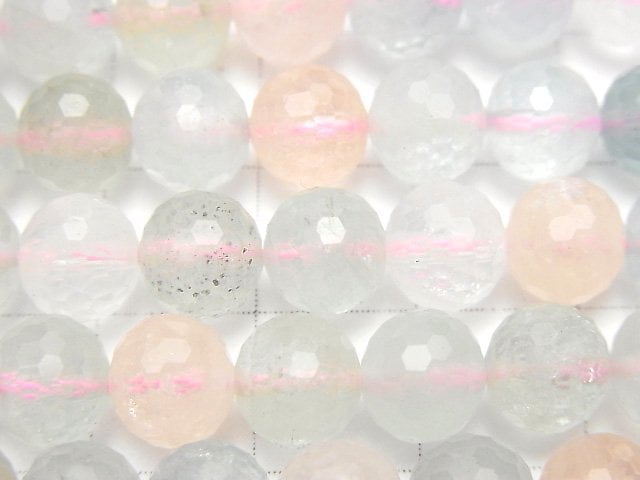 Hochwertig! Berylmix (mehrfarbiger Aquamarin) AAA 128 facettiert semi-facettiert rund 8 mm halb oder 1Strang Perlen (ca. 15 Zoll / 37 cm)