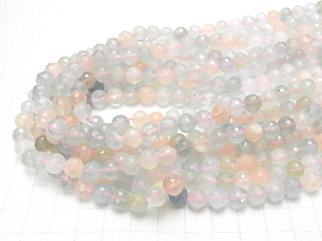 Hochwertig! Berylmix (mehrfarbiger Aquamarin) AAA 128 facettiert semi-facettiert rund 8 mm halb oder 1Strang Perlen (ca. 15 Zoll / 37 cm)