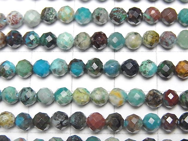 High Quality! Chrysocolla AA+ Faceted Round 4mm 1strand beads (aprx.15inch/37cm)