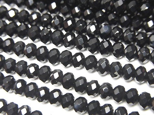 High Quality! Onyx AAA Faceted Button Rondelle 4x4x3mm 1strand beads (aprx.15inch/37cm)