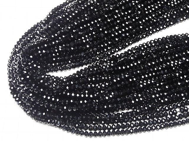 High Quality! Onyx AAA Faceted Button Rondelle 4x4x3mm 1strand beads (aprx.15inch/37cm)