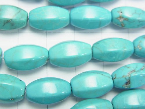 1strand $6.79! Magnesite Turquoise 6Faceted Faceted Rice 14x8x8mm 1strand beads (aprx.15inch/36cm)