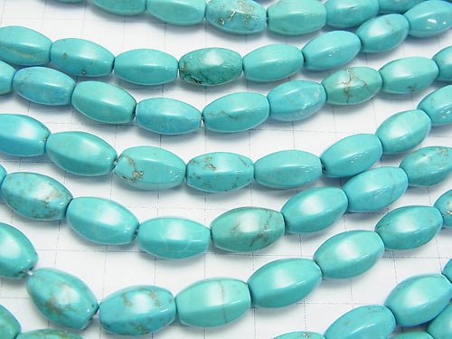 1strand $6.79! Magnesite Turquoise 6Faceted Faceted Rice 14x8x8mm 1strand beads (aprx.15inch/36cm)