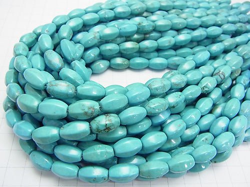 1strand $6.79! Magnesite Turquoise 6Faceted Faceted Rice 14x8x8mm 1strand beads (aprx.15inch/36cm)