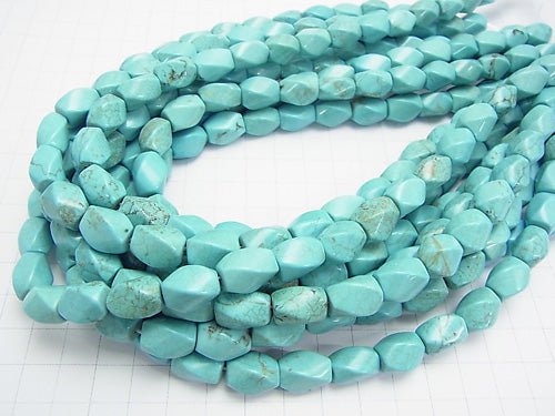 1strand $5.79! Magnesite Turquoise 4Faceted Twist Faceted Rice 12x8x8mm 1strand beads (aprx.15inch/36cm)