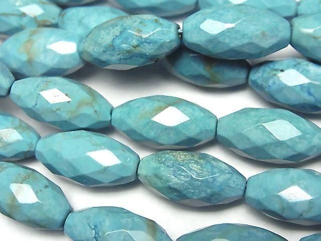 菱鎂礦綠松石刻面米珠 18x9x9毫米 藍色 1串珠子 (約15英吋/37厘米)
