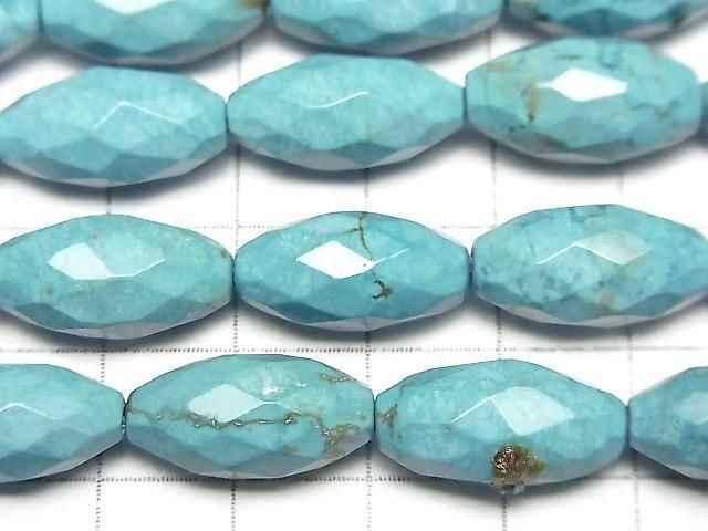 菱鎂礦綠松石刻面米珠 18x9x9毫米 藍色 1串珠子 (約15英吋/37厘米)