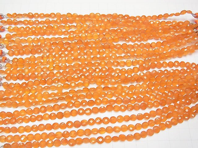 Hochwertiger Karneol AAA facettierte Münze 6x6x3mm halb oder 1 Strang Perlen (ca. 6 Zoll / 16 cm)