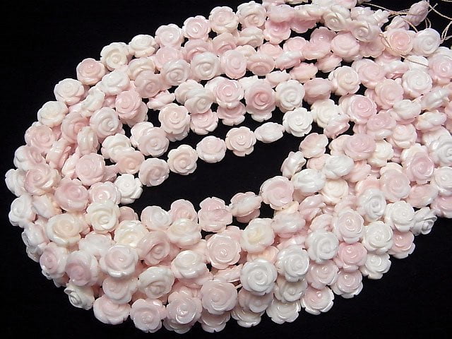 Königin Conch Muschel AAA Rosen Schnitzerei (beidseitig bearbeitet) 12mm 1/4 oder 1 Strang Perlen (ca. 15 Zoll / 37 cm)