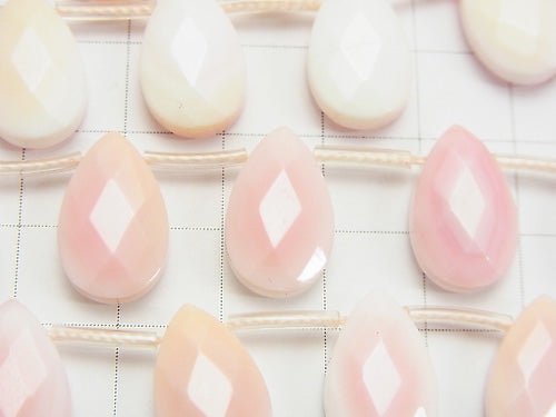 Queen Conch Shell AAA - Faceted Pear Shape 16 x 10 x 5 mm half or 1 strand beads (aprx.15 inch / 36 cm)