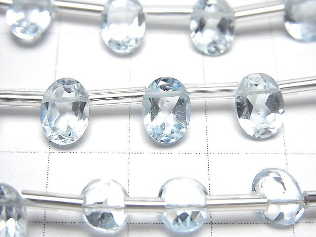 Hochwertiger himmelblauer Topas AAA oval facettiert 8x6mm 1 Strang Perlen (8 Stück)