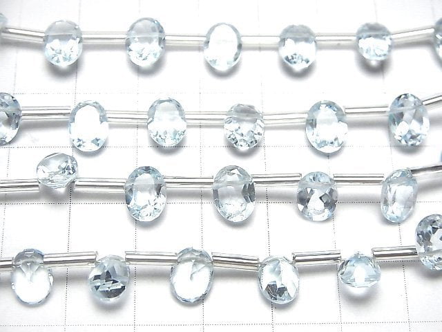 Hochwertiger himmelblauer Topas AAA oval facettiert 8x6mm 1 Strang Perlen (8 Stück)